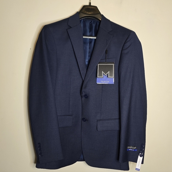 Collection by Michael Strahan Blue Plaid Sport Coat 36Reg